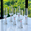 Jogo 6 Taças Base Cristal para Champanhe Rosa 305ml