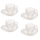 Jogo de Xícaras de Café Cristal Com Pires Coração Pearl 4 Peças - 85ml