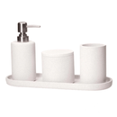 Kit para Banheiro em Cimento Branco e Cromado 4 Peças